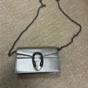 Gucci Silver Crossbody Bag with Chain